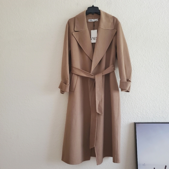 Zara Wool Blend Coat Camel Tan Size S - Picture 16 of 16